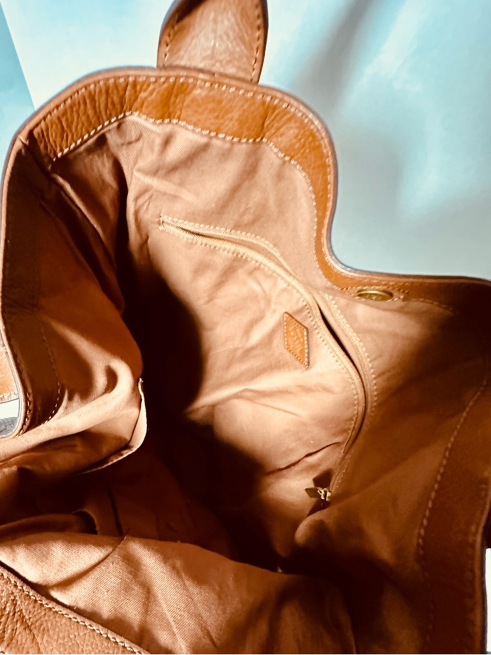 Fossil Cognac Brown Leather Tote Bag - Picture 5 of 16